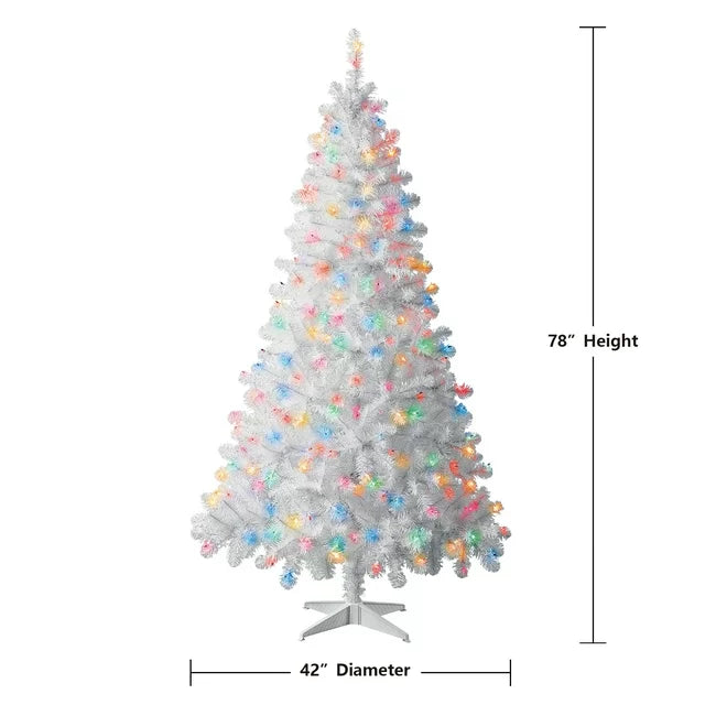 6.5 ft Pre-Lit Madison Pine White Artificial Christmas Tree