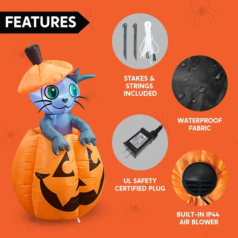 Halloween Animated Kitty Cat Inflatable Decoration