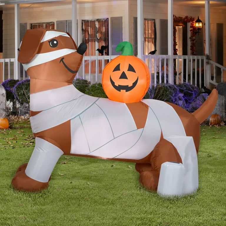 Halloween Dog with Pumpkin Inflatable Decoration