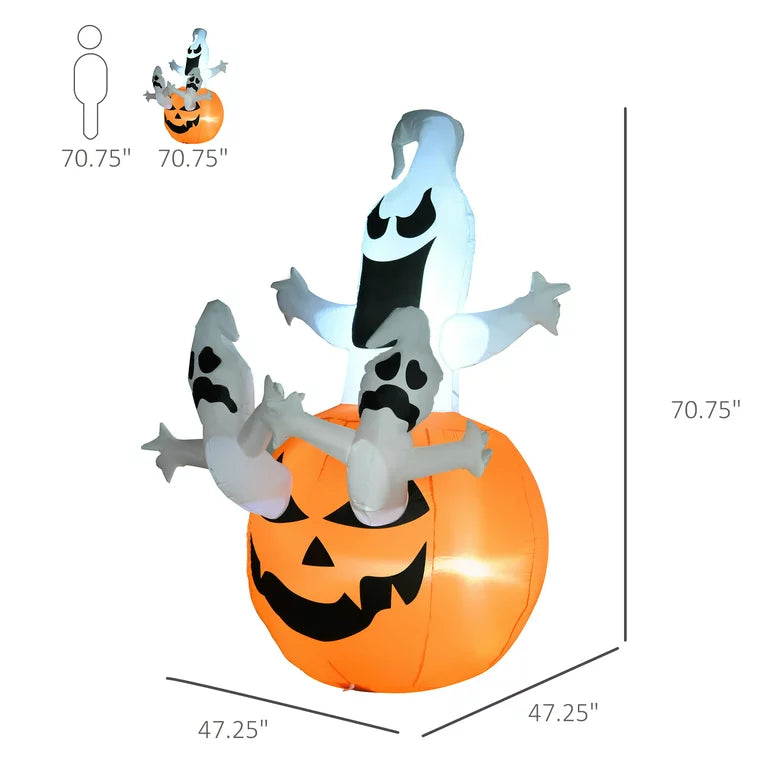 Inflatable Halloween Pumpkin Yard Decoration LED Light Up