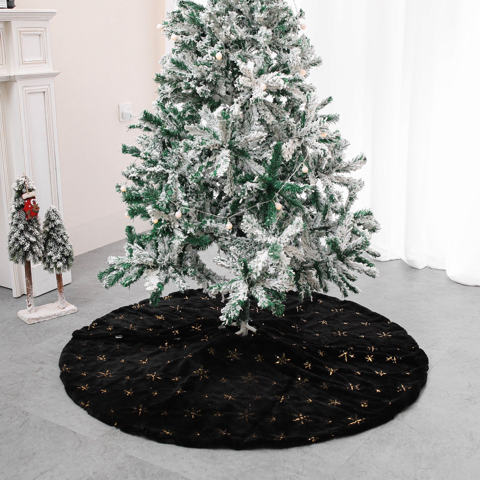 Tree Indoor Decor Cushion Black Velvet Christmas Skirt