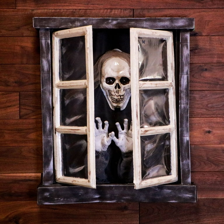 Lifesize Spirit Halloween Animated Window Skeleton Scary Animatronic Outdoor Indoor Decoration