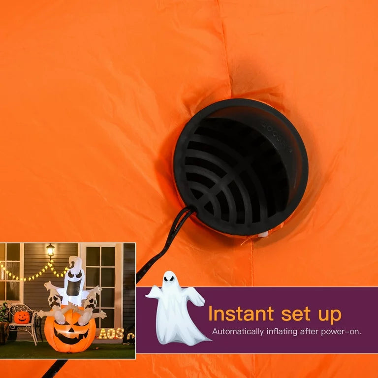 Inflatable Halloween Pumpkin Yard Decoration LED Light Up