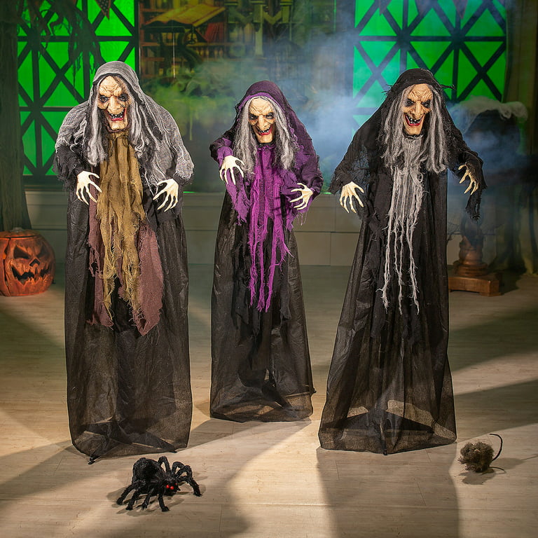 3 Pack Lifesize Halloween Animated Witch Animatronic