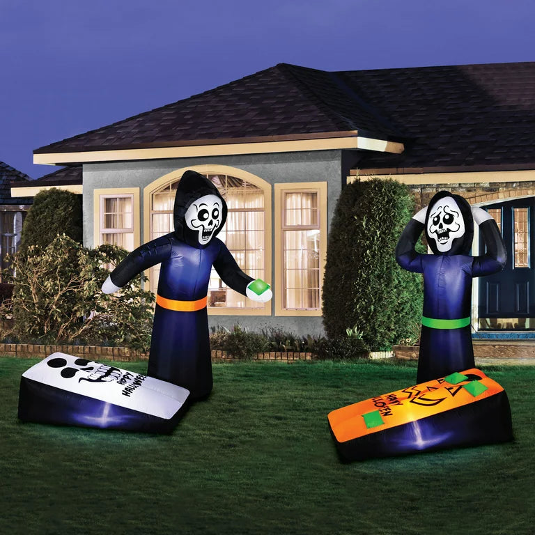 Halloween Reapers Playing Corn Hole Inflatable Decoration