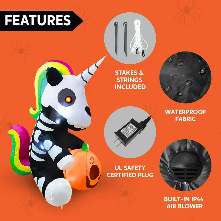 Sitting Skeleton Unicorn Inflatable