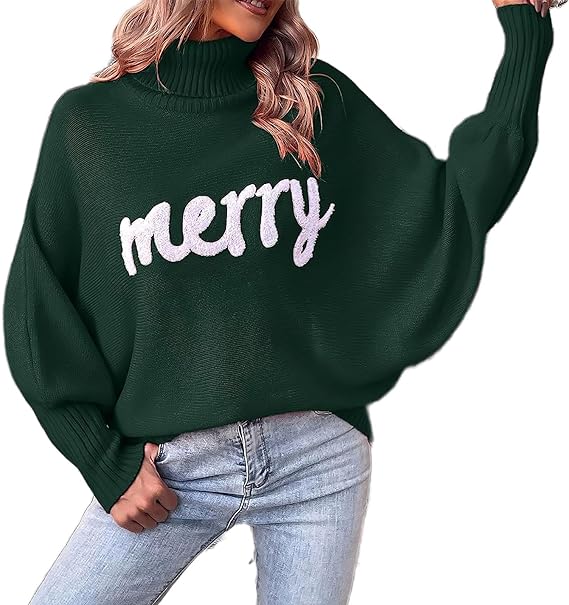 HOLIDAYSAM MERRY CHRISTMAS EMBROIDERED SWEATER