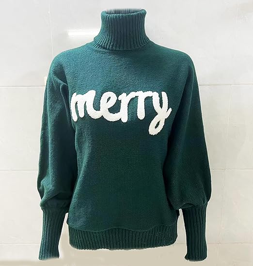 HOLIDAYSAM MERRY CHRISTMAS EMBROIDERED SWEATER