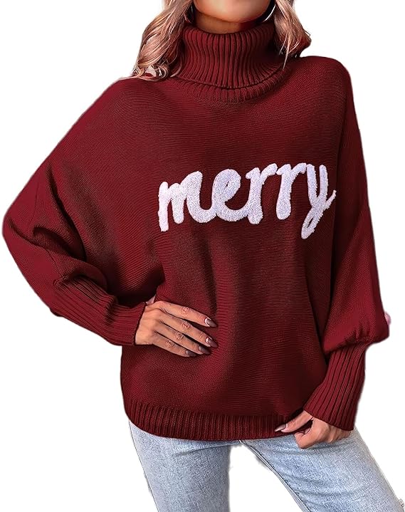 HOLIDAYSAM MERRY CHRISTMAS EMBROIDERED SWEATER