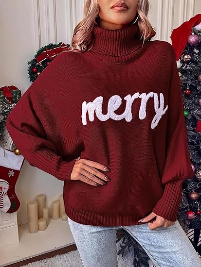 HOLIDAYSAM MERRY CHRISTMAS EMBROIDERED SWEATER