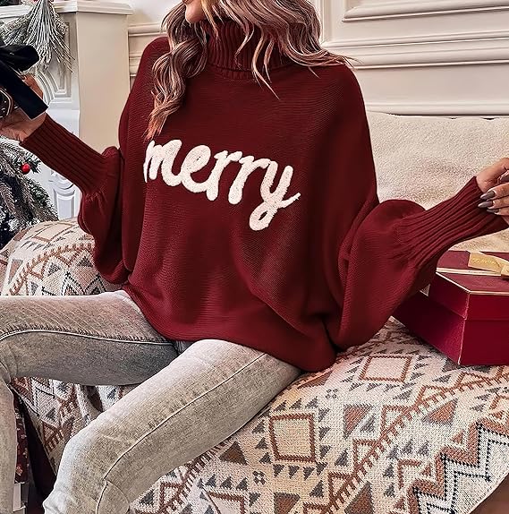 HOLIDAYSAM MERRY CHRISTMAS EMBROIDERED SWEATER