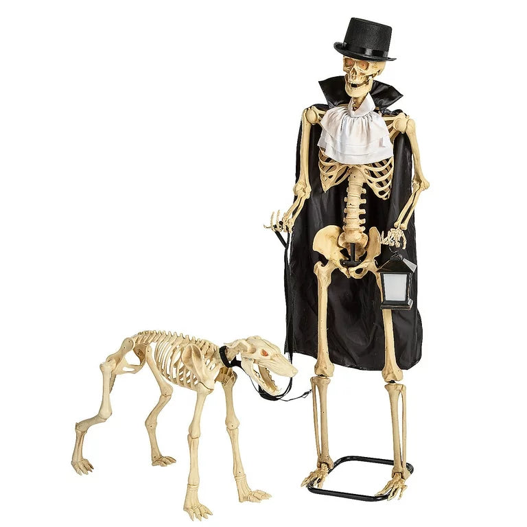 Lifesize Skeleton with Dog Scary Animatronic