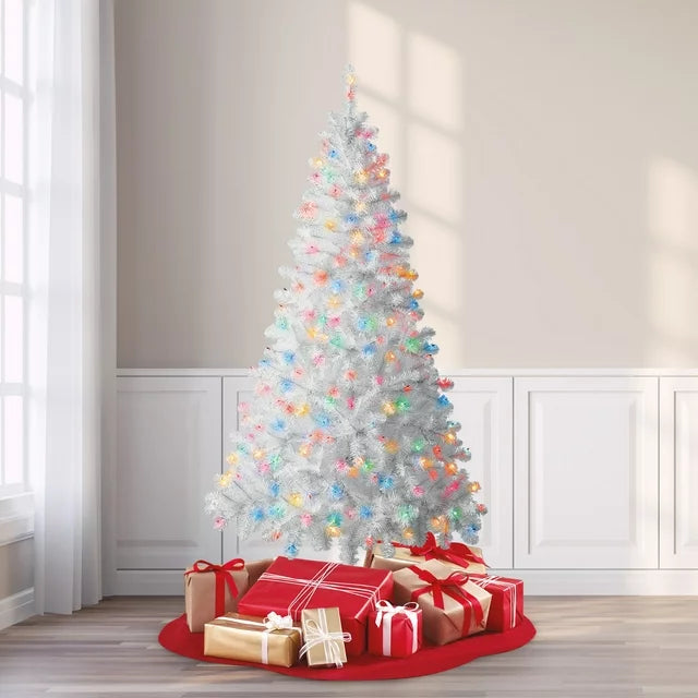 6.5 ft Pre-Lit Madison Pine White Artificial Christmas Tree