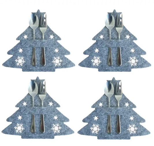 4PCS Christmas Knife and Fork Holder Indoor Decor