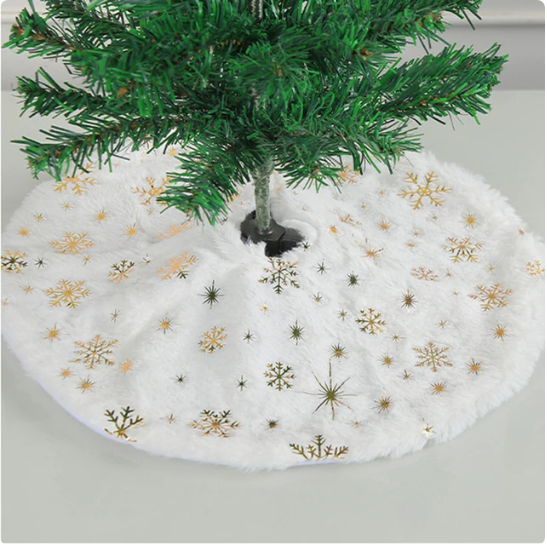 Christmas Tree Skirt White Faux Fur