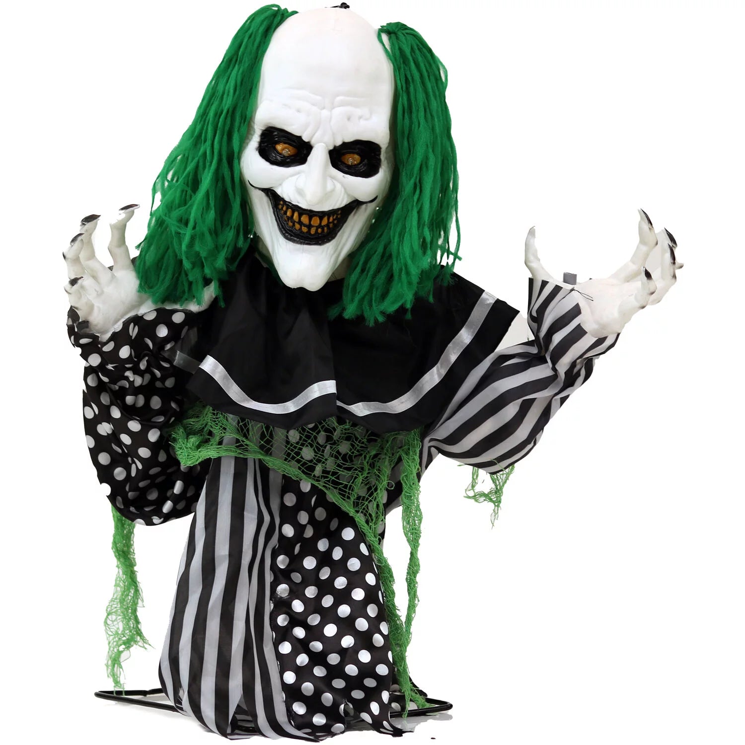 Lifesize Spirit Halloween Animated Poseable Clown Scary Animatronic Outdoor Indoor Decoration