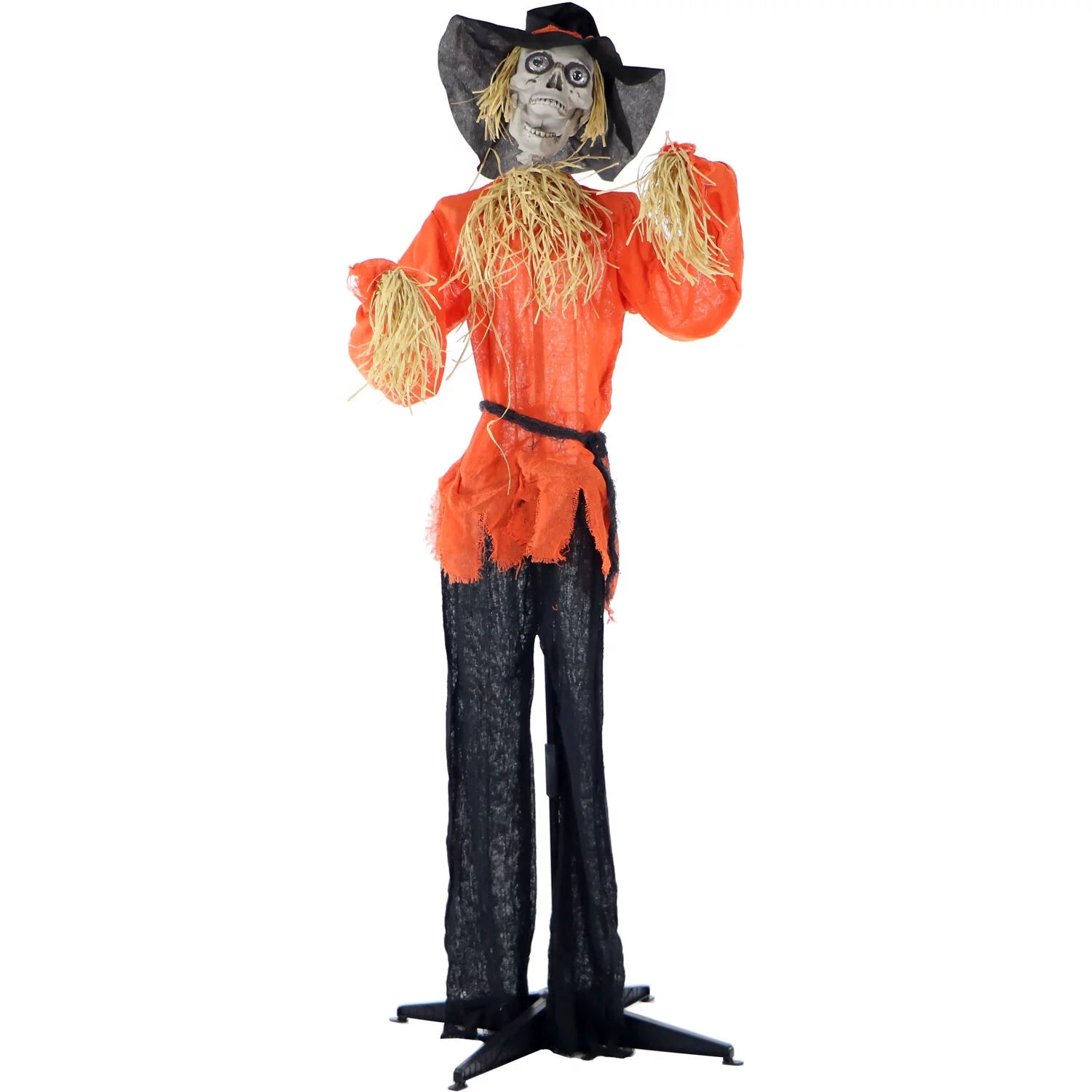 Life Size Scary Halloween Skeleton Scarecrow Animated