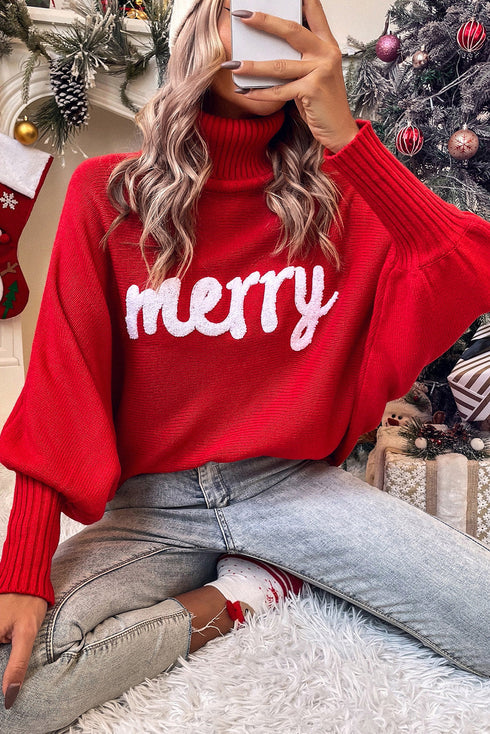 HOLIDAYSAM MERRY CHRISTMAS EMBROIDERED SWEATER