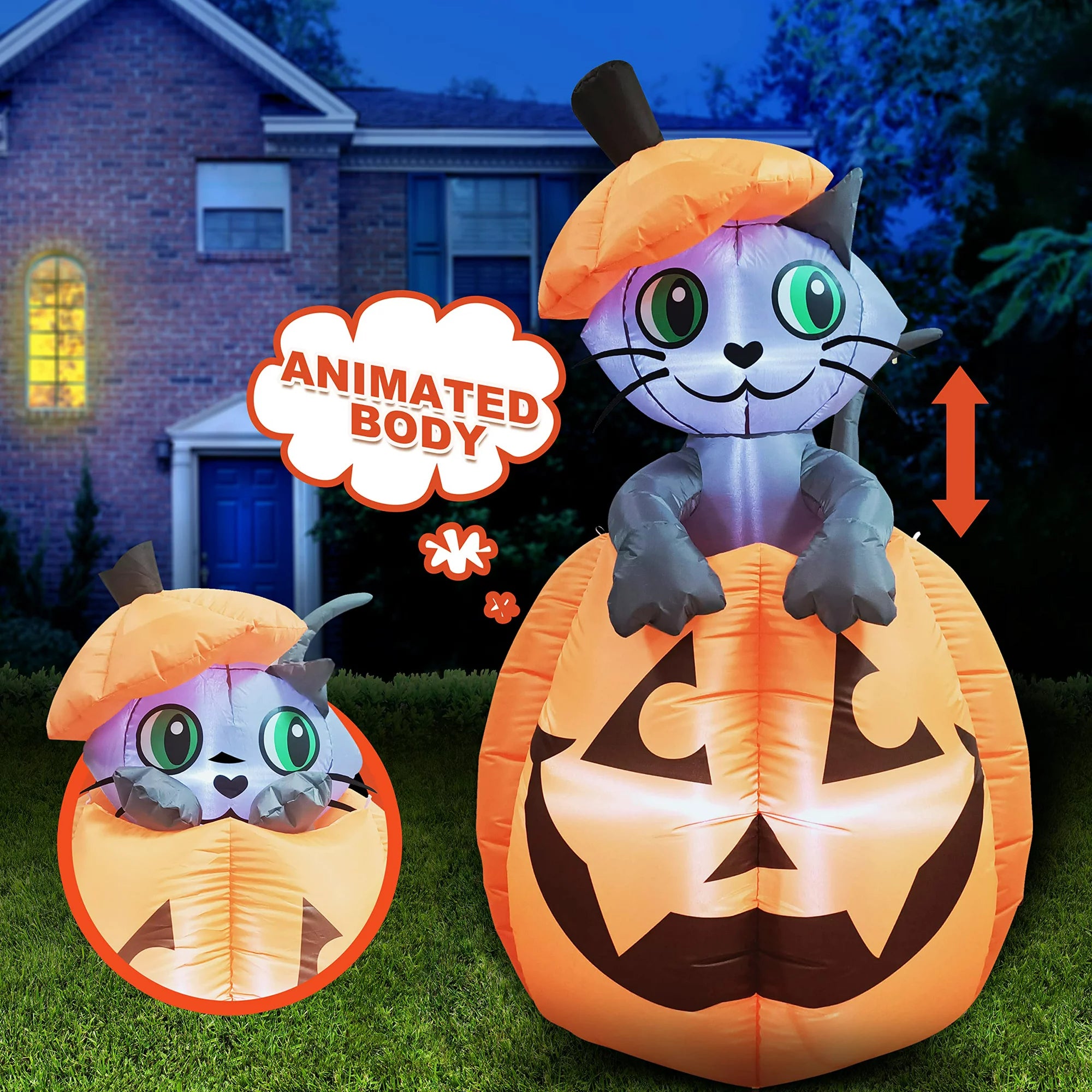 Halloween Animated Kitty Cat Inflatable Decoration