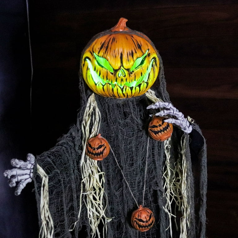 5.3ft Lifesize Halloween Pumpkin Scarecrow Animatronic