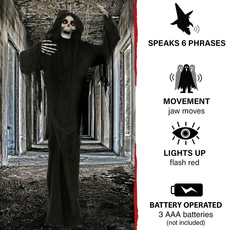 Lifesize Spirit Halloween Animated Reaper Scary Animatronic Outdoor Indoor Decoration LED