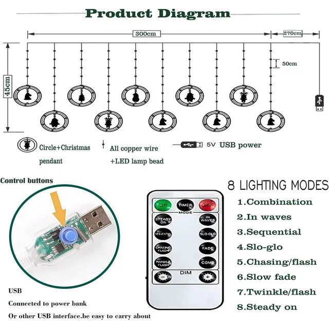 120 LED Lights Christmas Ornaments Indoor Decor