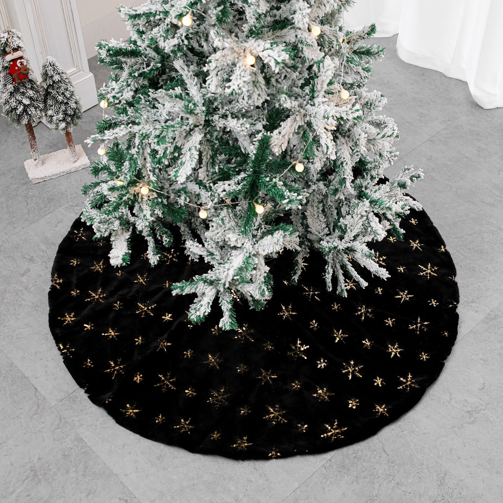 Tree Indoor Decor Cushion Black Velvet Christmas Skirt