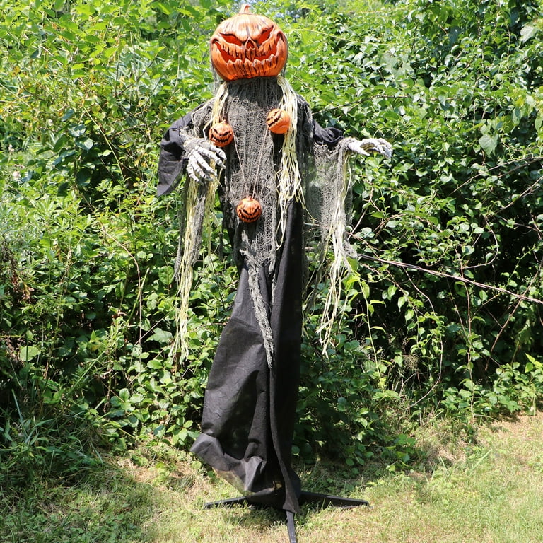 5.3ft Lifesize Halloween Pumpkin Scarecrow Animatronic