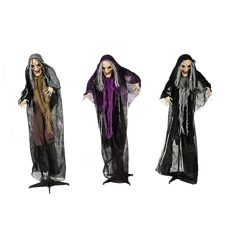 3 Pack Lifesize Halloween Animated Witch Animatronic